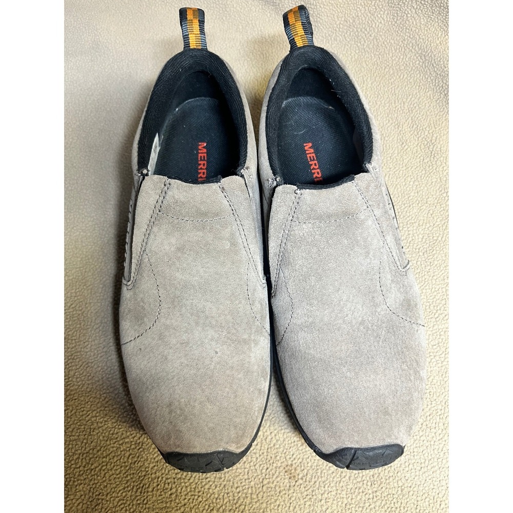 Merrell Jungle Moc Mens Suede Slip On Shoes Taupe Grey Casual Outdoor Comfort - Picture 5 of 16